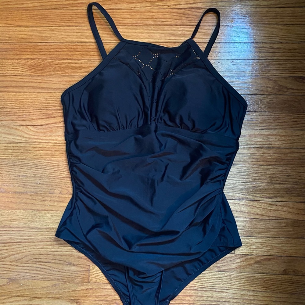 Black Ava & Viv One Piece Halter Swimsuit